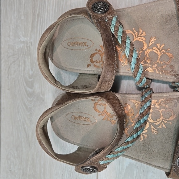 Aetrex Women Jillian Braided Hook&loop Leather Strap Sandals Slide shoes sz 7 - Picture 5 of 11